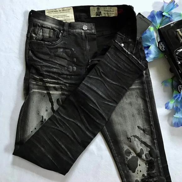 Industrial Indigo NWT Black Wash Skinny Jeans Men 32/32 - Picture 4 of 11